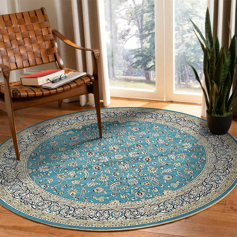 VIKAMA New Round Persian Living Room Rug Ethnic Style Full Spread Bedroom Bed Blanket Home Decoration Cloakroom Floor Mat