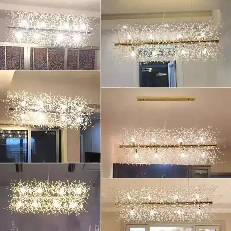 Candelabro de cristal de lujo para restaurante, lámpara moderna para sala de estar, mesa de cocina, candelabro LED de cristal creativo