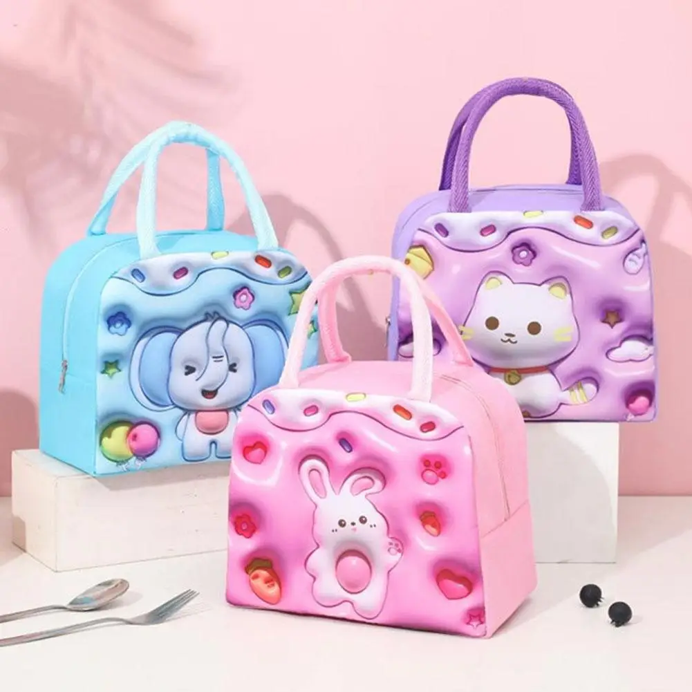 1-10Pcs 3D Cartoon Mittagessen Tasche Isolierte Thermische Lebensmittel Tragbare Lunch Box Funktionale Outdoor Lebensmittel Picknick Mittagessen Taschen für Frauen Kinder