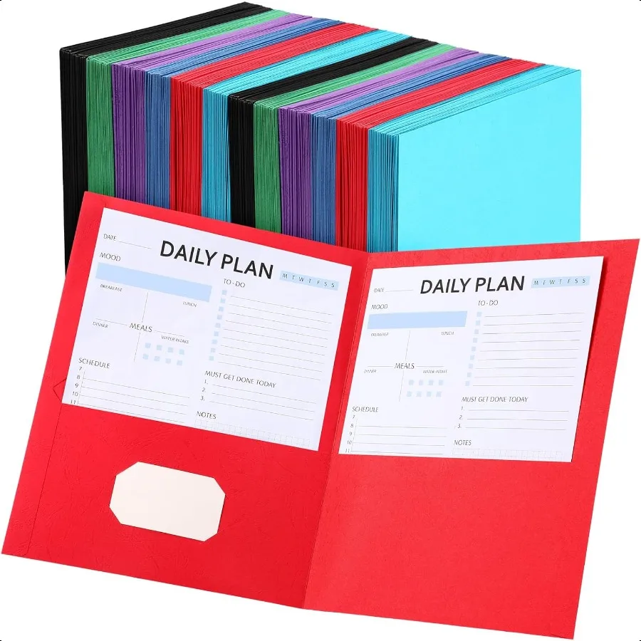 

150 Pack Paper Folders with 2 Pockets 9.5 x 11 Two Pocket Folders Bulk Assorted Colors File Folder with Busin Card Slot Letter