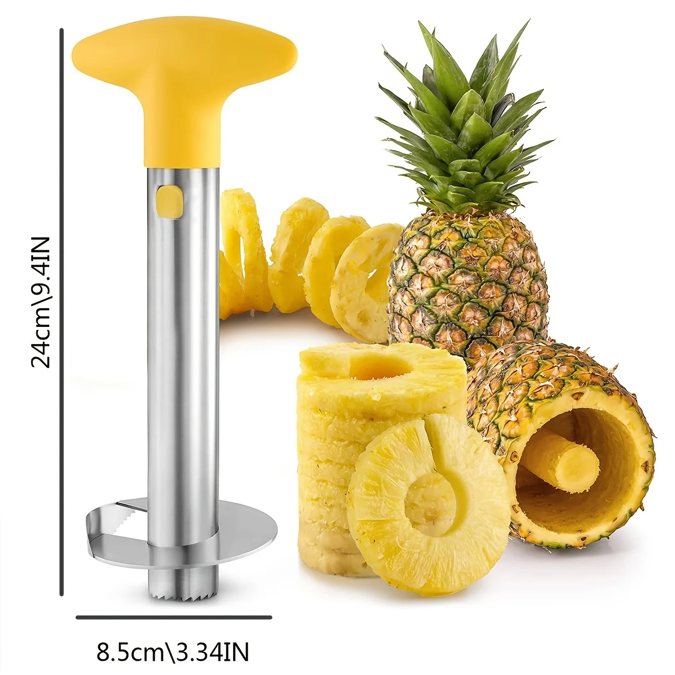 Pineapple Corer and Slicer Tool, Stainless Steel Pineapple Core Remover Tool, Stainless Steel Pineapple Cutter for Home Kitchen