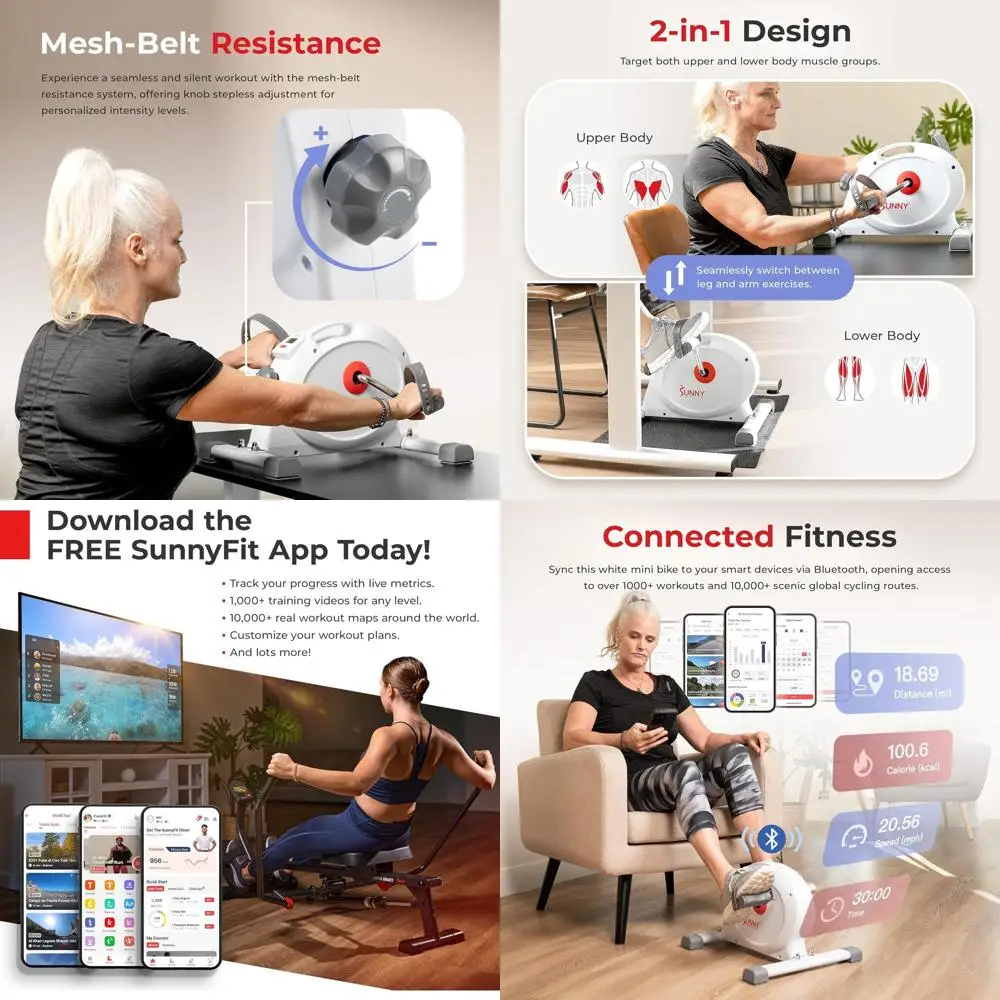 

Smart Under-Desk Bike Exerciser, Low-Impact Cardio Cycling Equipment for Home/Office, Mini Paddler for Arm/Leg Mobility Training