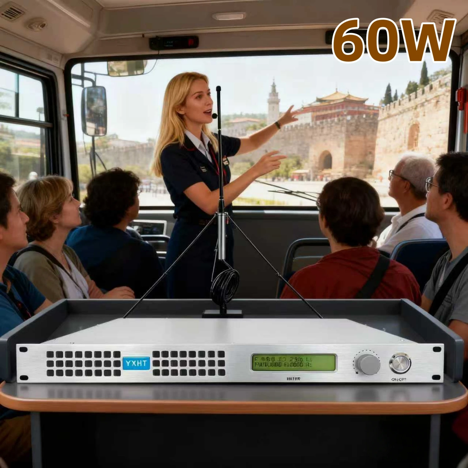 

TC- 60W Compact Stereo FM Transmitter for Tourist Fleet Group Guide & Commentary Systems