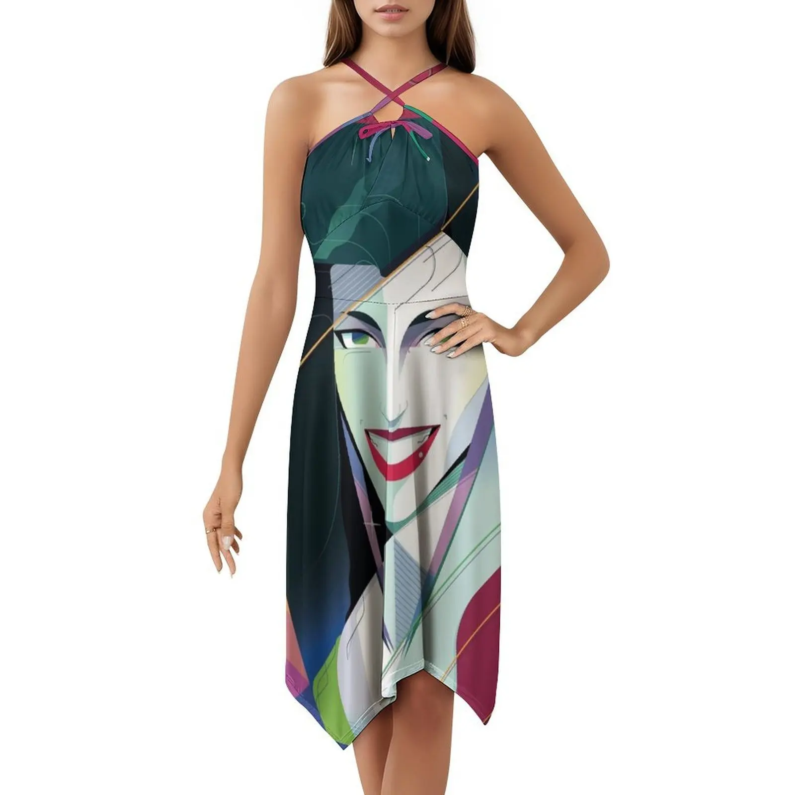 فستان هيب هوب نسائي من River ملابس الشارع مطبوع عليه رسومات جرافيكية للحفلات والنوادي فستان بتصميم هندسي وورق جدران للموسيقى