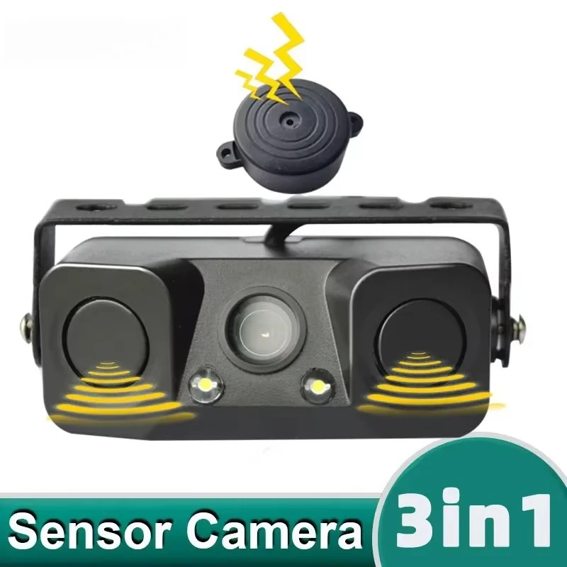 3 In 1 Parktronic Car Video Parking Sensor Kit Radar Visible LED Display System Backup Monitor Reversing Camera Alarm night
