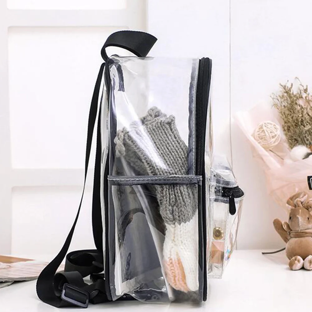 

Прозрачный водонепроницаемый черный рюкзак из ПВХ, большая вместимость, регулируемый плечевой ремень, повседневная школьная дорожная прозрачная сумка для книг, желе