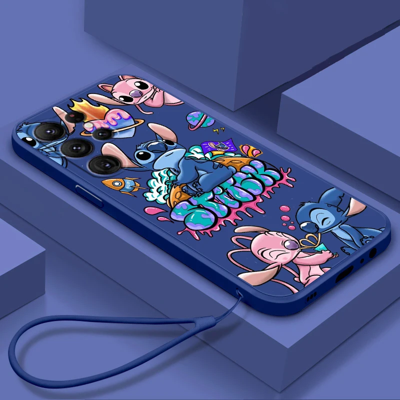 Cartoon Lilo Stitch Cute Anime Case For Samsung Galaxy S22 S21 S20 S10 Note20 10 Ultra Plus Pro FE Lite Liquid Rope Phone Cover