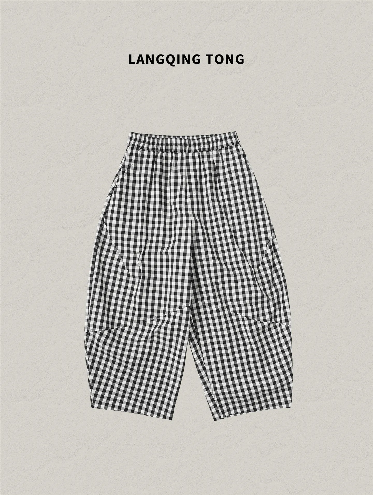 

Женские повседневные хлопковые брюки Bebe свободного кроя с широкими штанинами, черно-белые в клетку, укороченные, осенние, модные