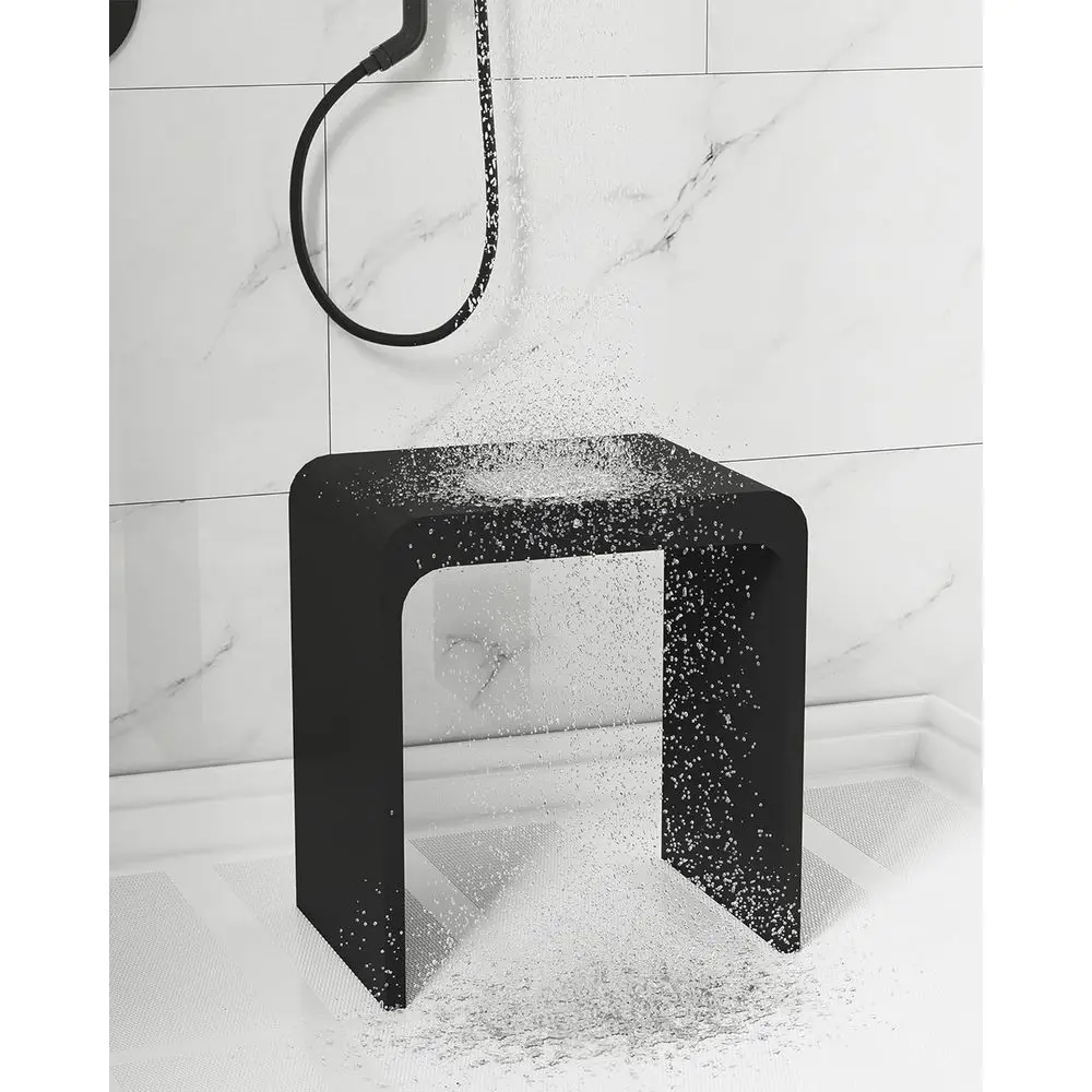 

Matte Black Shower Stool with Thickened Seat, Holds Up to 440 LBS, No Assembly Required