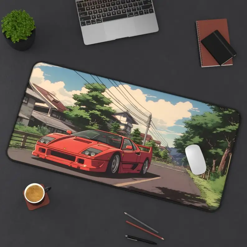Retro Car Desk Mat, Cute Girly Style Mouse Pad, Attractive Computer Desk Mat, Non-slip, Waterproof, Durable Gaming Desk Mat