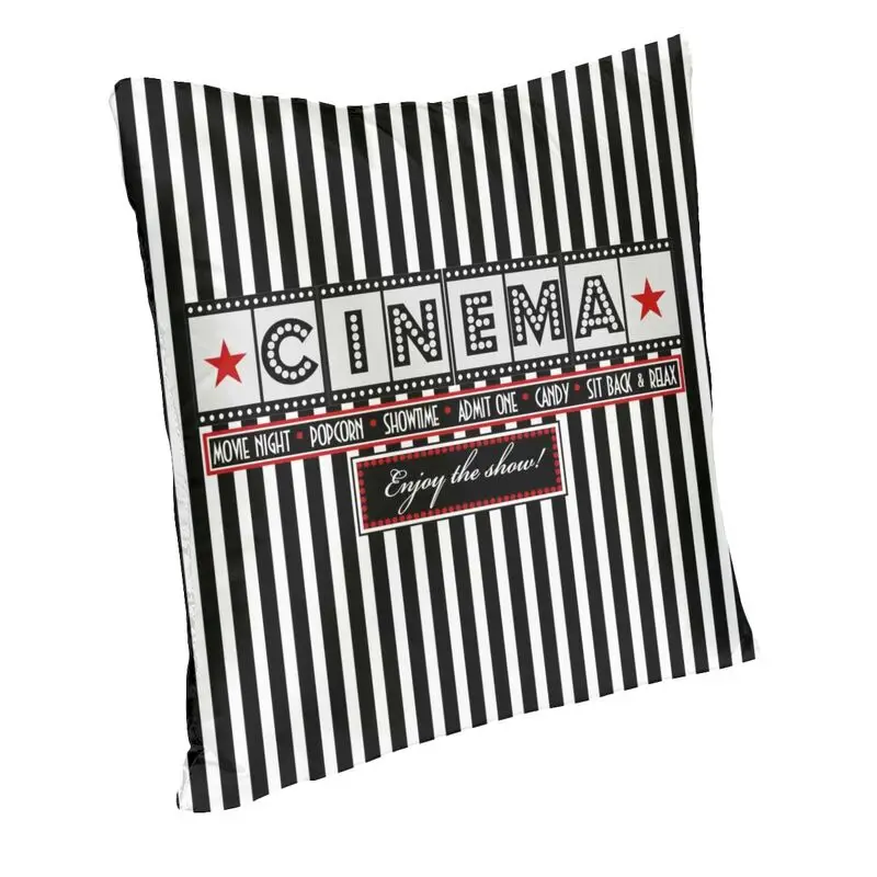 Movie Theater Striped Cinema Ticket Throw Pillow Case Home Decorative Vintage Film Cushion Cover Pillowcover for Living Room