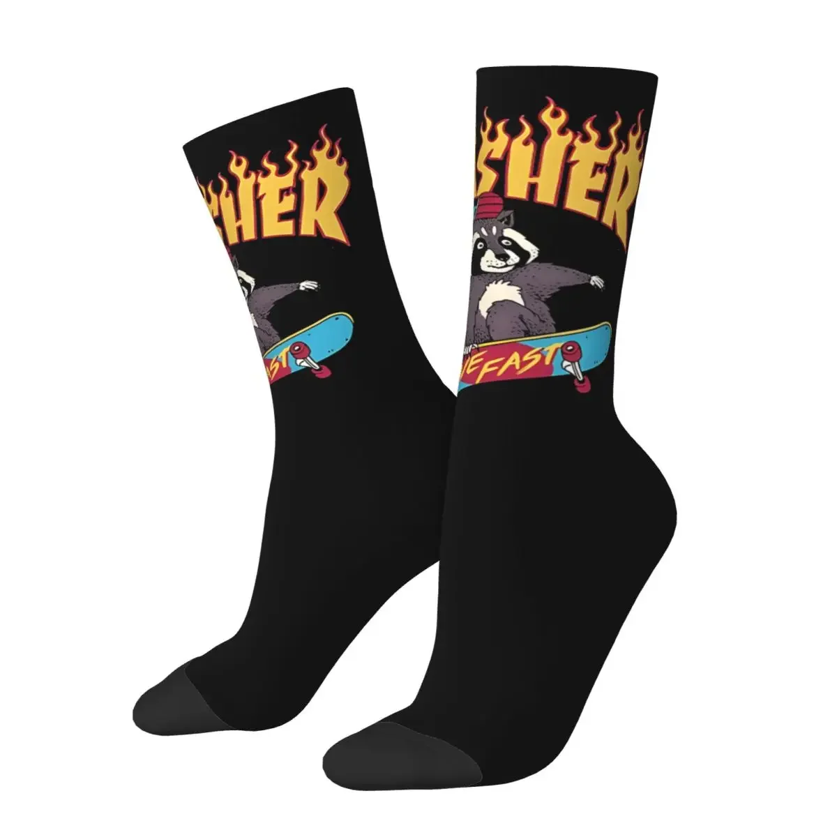 Calcetines divertidos para hombre Trasher Vintage Harajuku Hip Hop novedad patrón Crew Crazy calcetín regalo