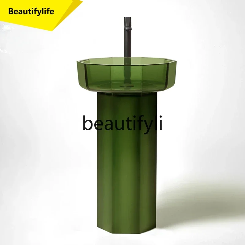 

cn0420 Transparent blue floor-to-ceiling balcony outdoor washbasin washbasin column basin customization