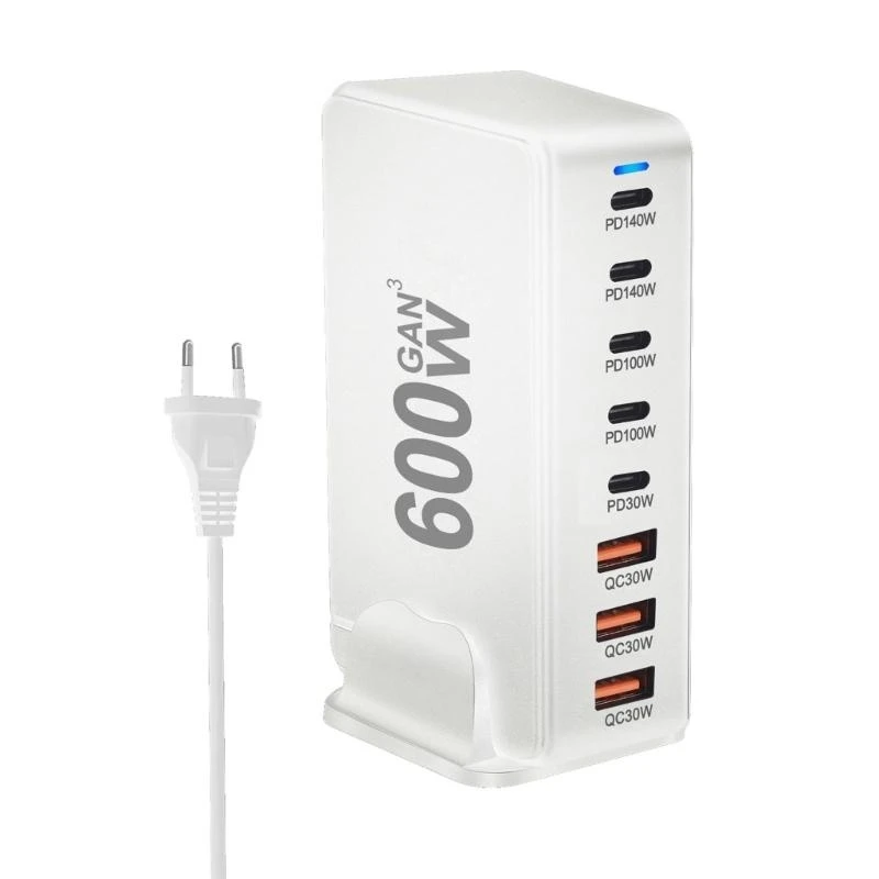 

600W USB C Зарядная станция 8 портов быстрое зарядное устройство с 5 USB C и 3 USB A для 8 устройств одновременно