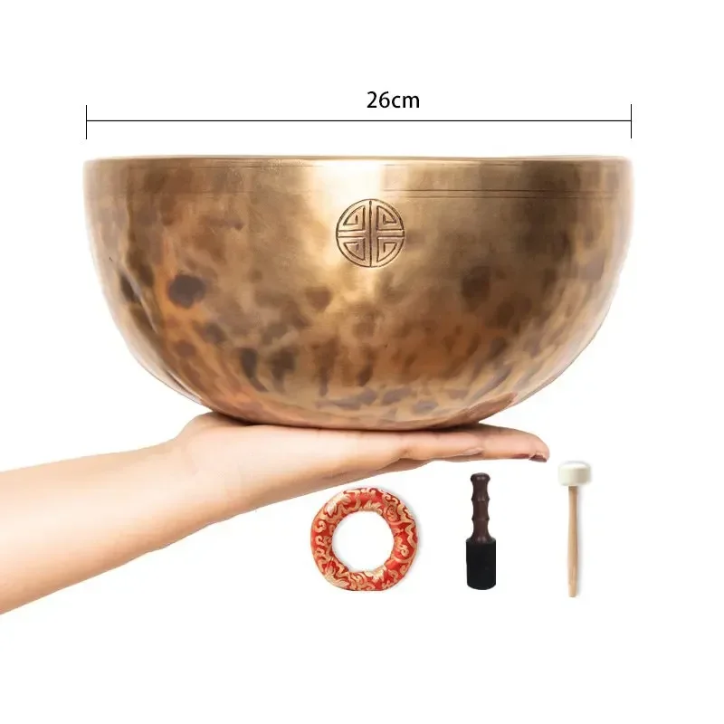 26cm Nepal Hand-Hammered Full Moon Singing Bowl Meditation & Sound Healing Extra-Thick