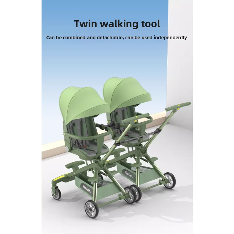 Twin Baby Trolley Baby Walking Artefakt Baby Walking Light Folding kann sitzen und liegen Double Twin Twin kann ausgenommen werden