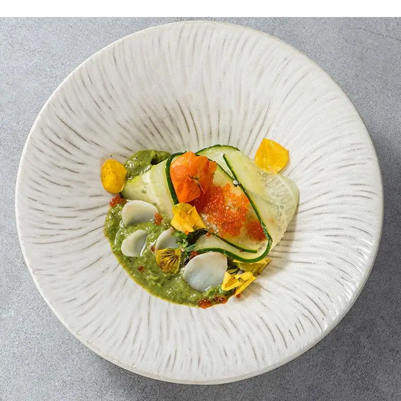 

White Ceramic Dinner Plate Steak Pasta Plates Sushi Dish Dessert Salad Bowl Soup Lamian Noodles Kitchenware