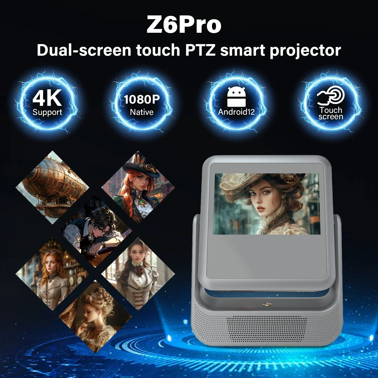 Projector 4K Outdoor Movie Projector HDMI USB Compatible for Presentations Gaming & Home Entertainment System