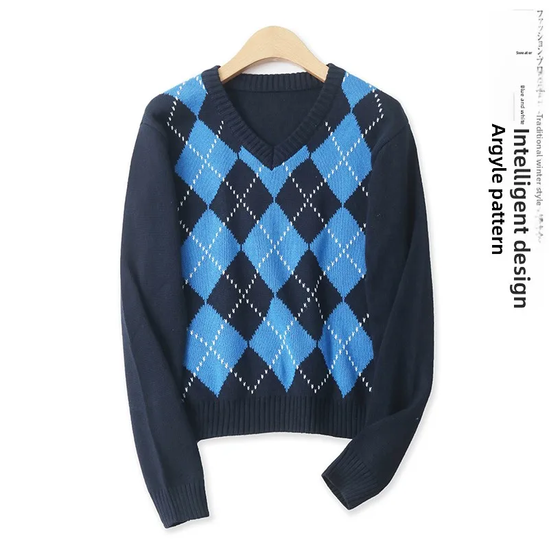 Faionable Diamond Sweater Long Sve V-Ne Slim Fit Spring New Women's Clothing Versatile Sli Body a Top