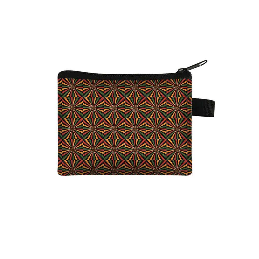 Afro Tribal Ethic Print Coin Purse African Women Coin Bag Africa Traditional Pattern Earphone Credit Card Holder Small Wallet