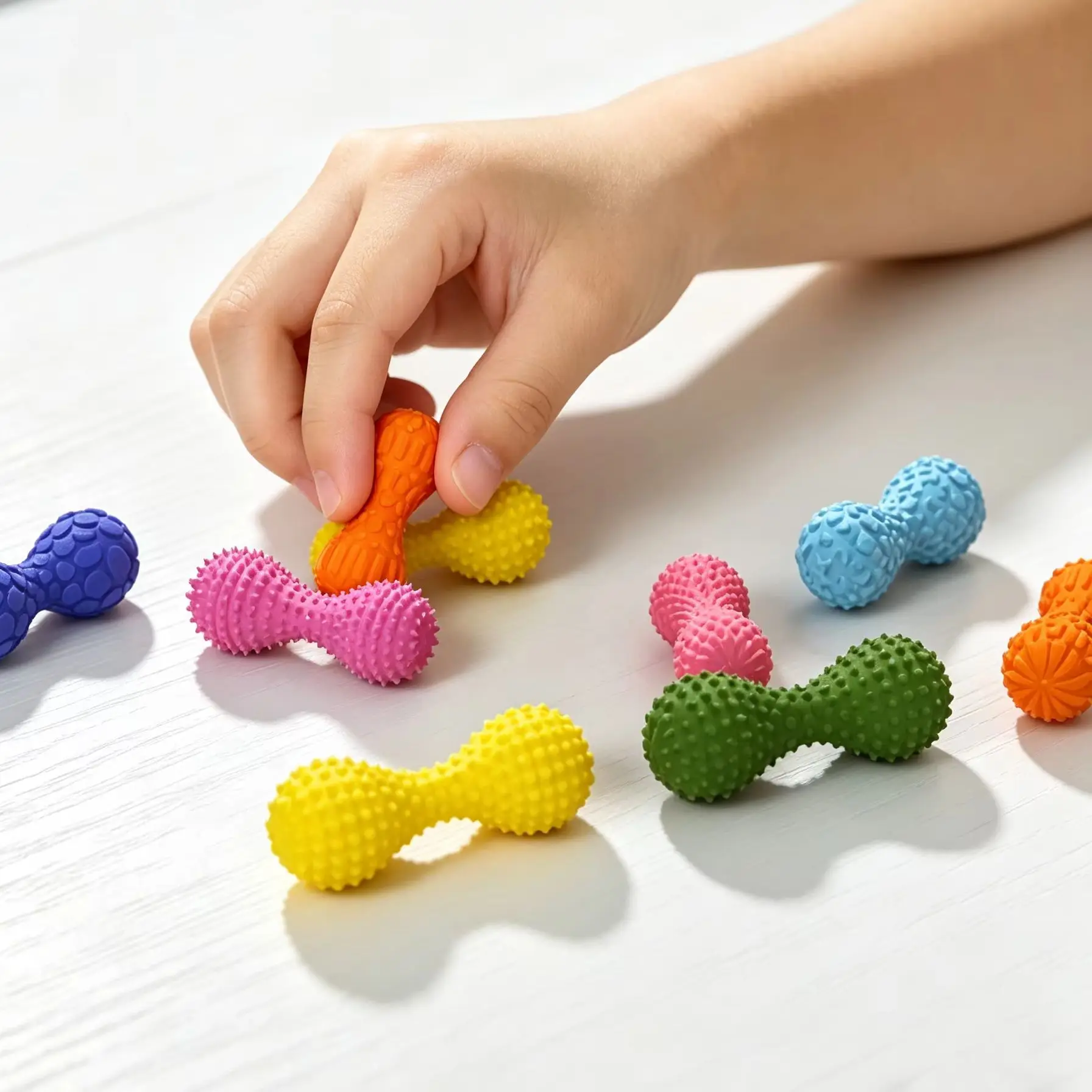 Textured Peanut Massage Ball Fidget Dumbbell Stress Relief Muscle Therapy Sensory Tactile Gadget Pocket Handheld Relaxation Toy