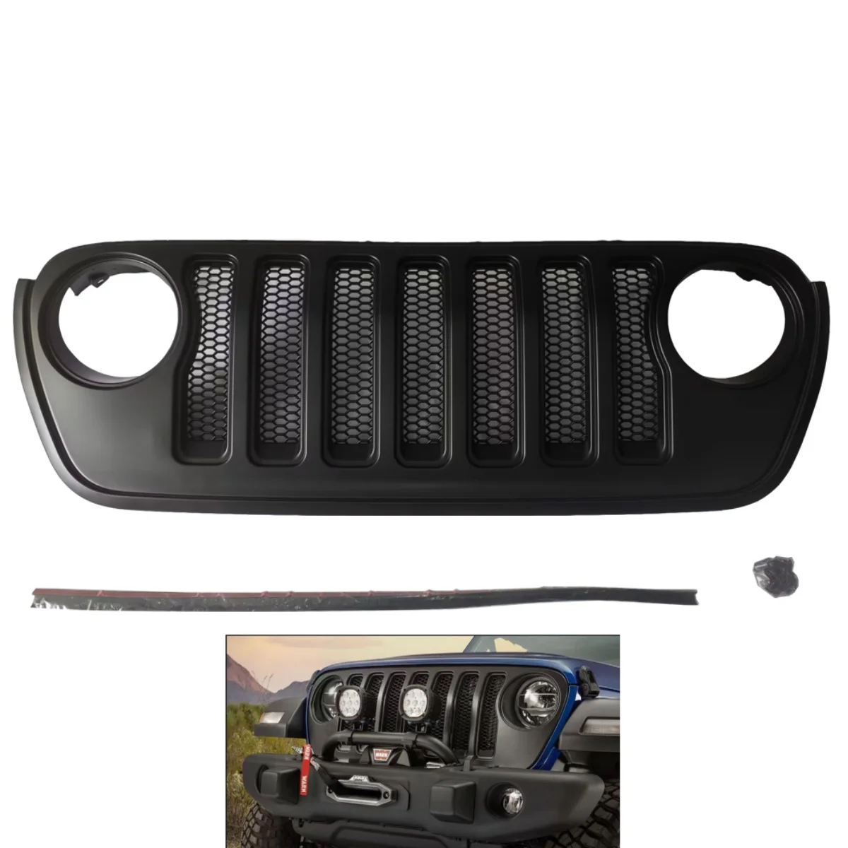 Lantsun لسيارة جيب JL المصنع الأصلي شواية أمامية عالية الجودة ABS شبكات لسيارة جيب رانجلر JL 2018 + JL1299