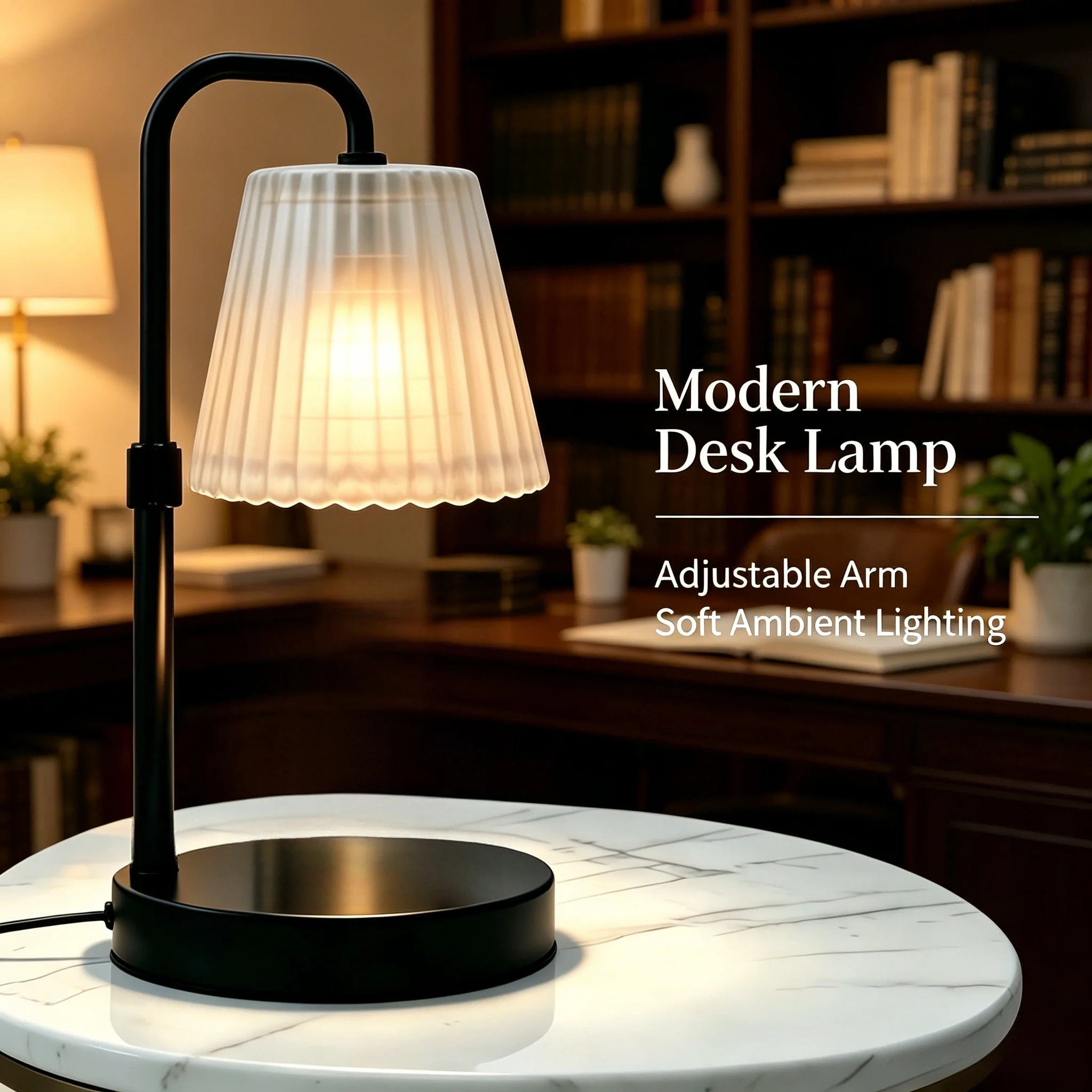 Flameless Candle Warmer Lamp with Timer Dimmable Wax Melt Warmer Adjustable Height Metal Base Glass Lampshade for Bedroom Living Room Home Decor