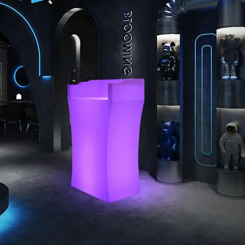 Beauty Salon LED Rechargeable Reception Table Glowing Cash Counter Spa Reception Desk Waterproof Lighted Up Bar Coffee Table