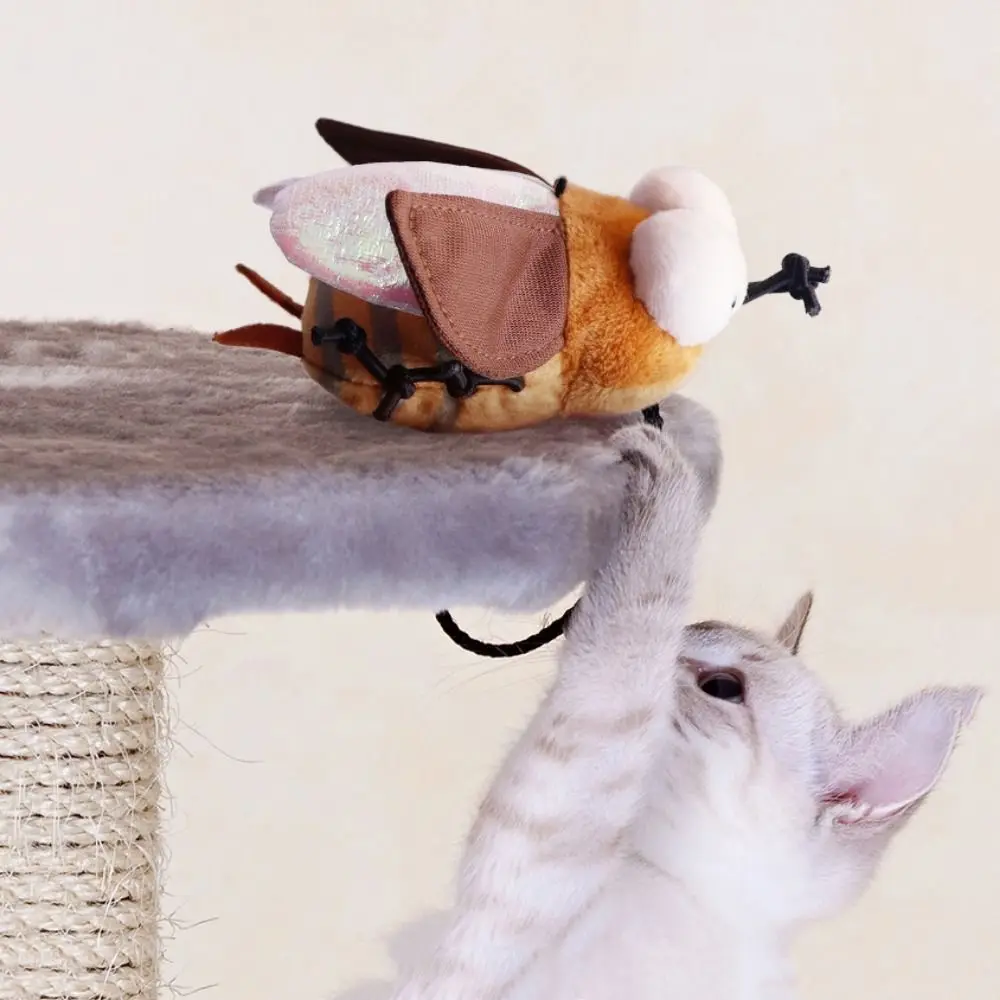 Crickets Flies Cicadas Cat Squeaky Insect Toy Simulation Colorful Cat Teaser Toy Bite Resistant Cat Plush Bee Toy Teeth Cleaning