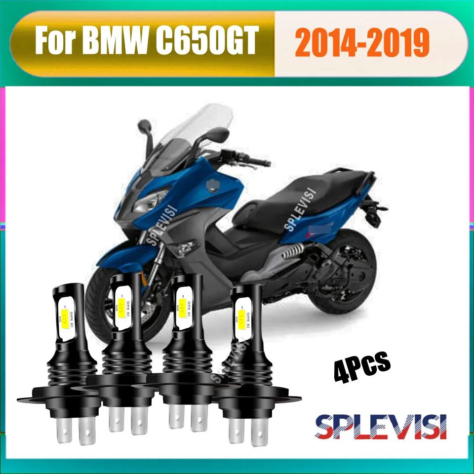 4x h7 motorcycle light headlight high low beam -high luminous efficiency 12v 6000K For BMW C650GT 2014 2015 2016 2017 2018 2019