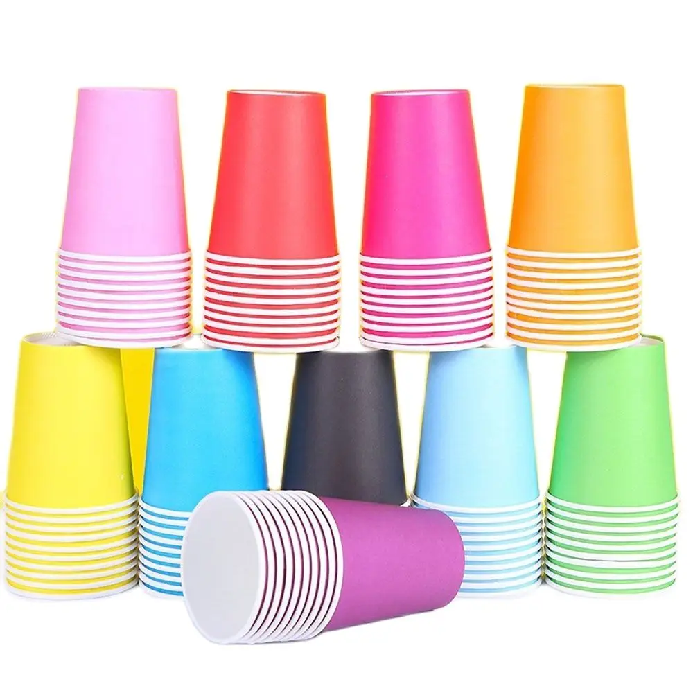 50pcs Color Disposable Paper Cups Juice Cup Baby Shower DIY Kindergarten Handmade Kids Birthday Party Wedding Tableware Supply