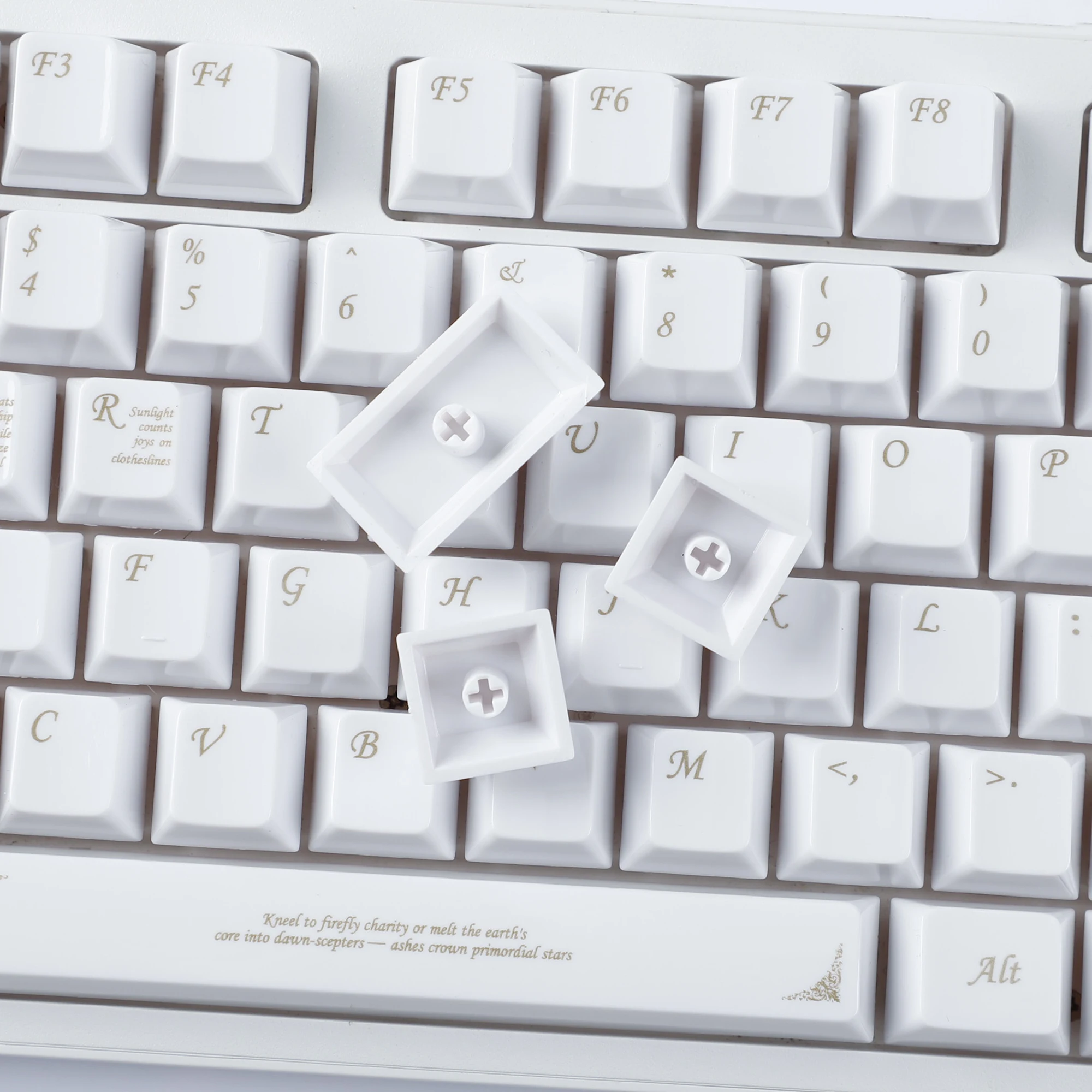 YMDK أبيض أسود سيراميك يشعر 115 مفتاح الكرز الشخصي PC رذاذ الطلاء أغطية المفاتيح للوحة المفاتيح الميكانيكية 61/64/68/87/100/104/108 MX