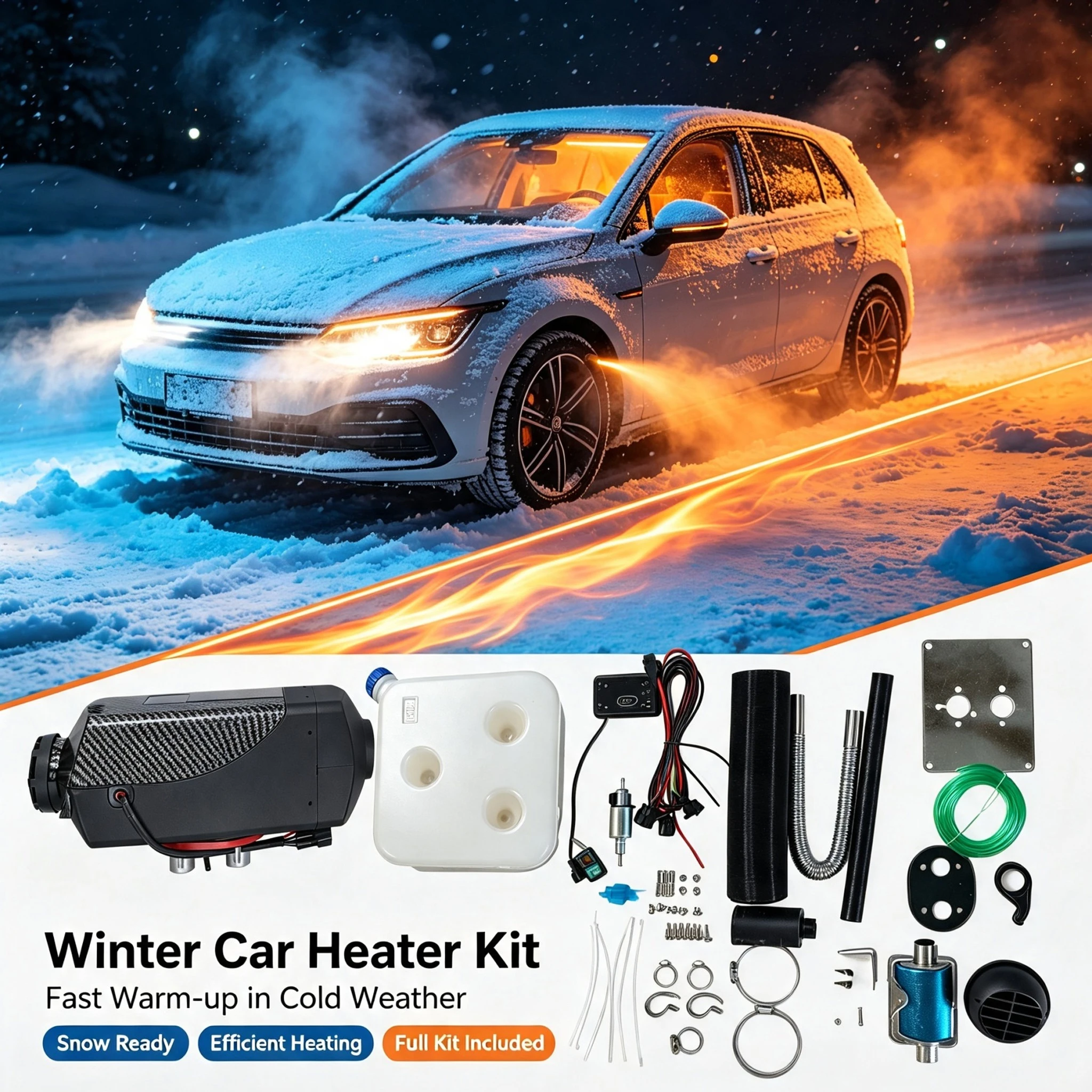 Air Diesel Parking Heater 5KW 12V 24V Auto Fuel Operated Heater Remote Control for Car Truck RV Boat Interior Heating Supplies