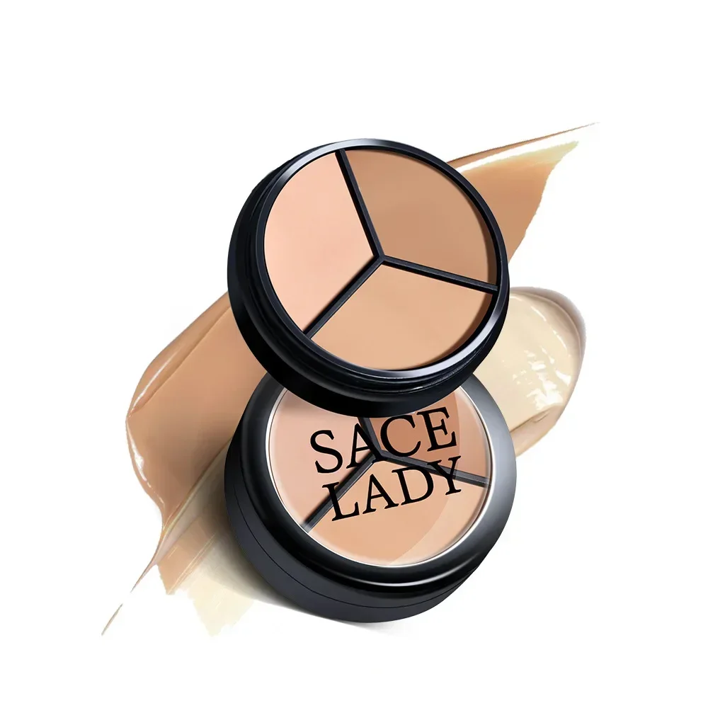 3-Color Concealer Moisturize Long Lasting Cover Dark Circles Acne Pores Cream Shading Highlighter Face Korean Makeup