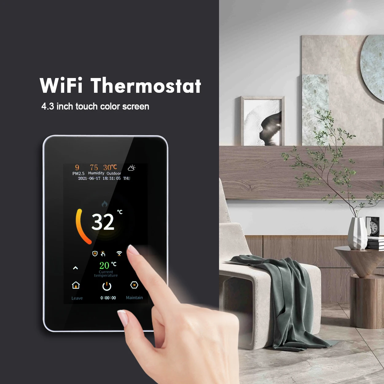 Tuya Smart WiFi Thermostat Water Heating Electric Floor Heating Room Temperature Controller Humidity Sensor Alexa Google Home