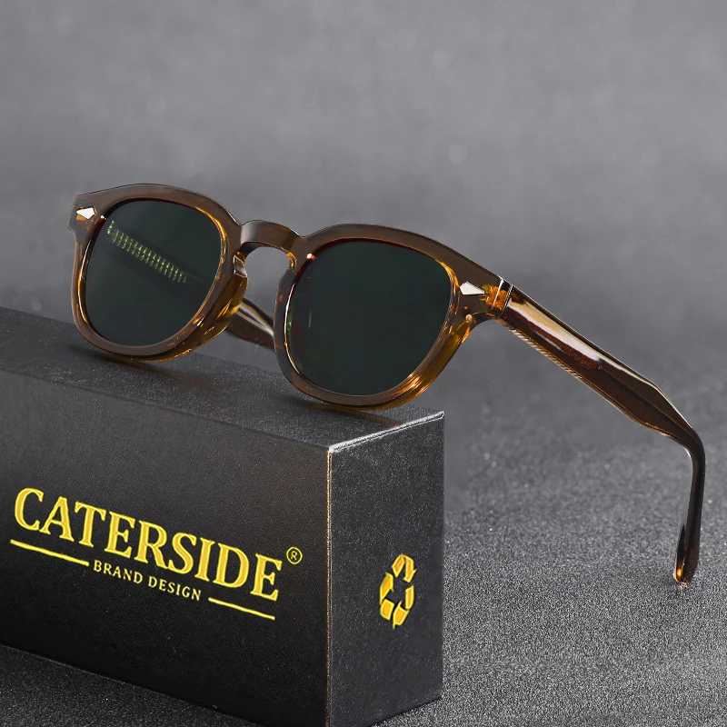 Okulary przeciwsłoneczne męskie CATERSIDE Retro Round Punk z oprawkami z kwasu propjonowego, luksusowe okulary przeciwsłoneczne damskie sportowe rekreacyjne na imprezę, ochrona UV400