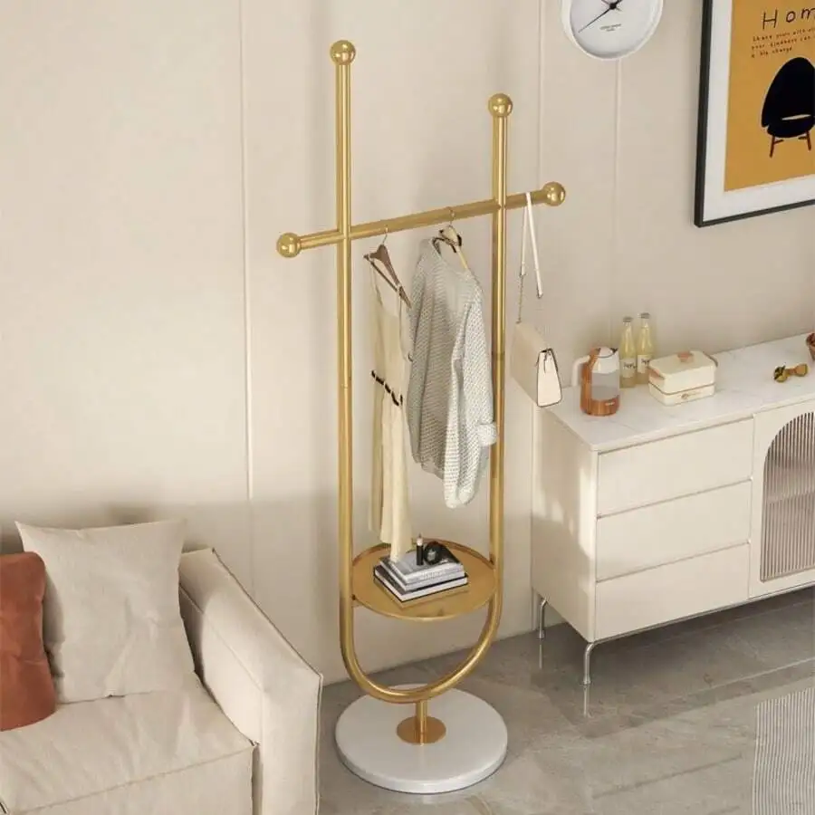 Clothing Rack, Metal Freestanding Heavy Duty Clothes Rack With Marble Base, Multipurpose Garment Hanger For Bedroom, Hat, Scarf,