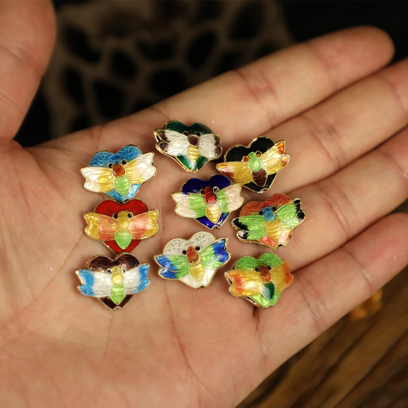 10pcs Polished Cloisonne Fancy Bee Beads for Jewelry Making Findings Cute Enamel Animal Accessories DIY Earrings Bracelets