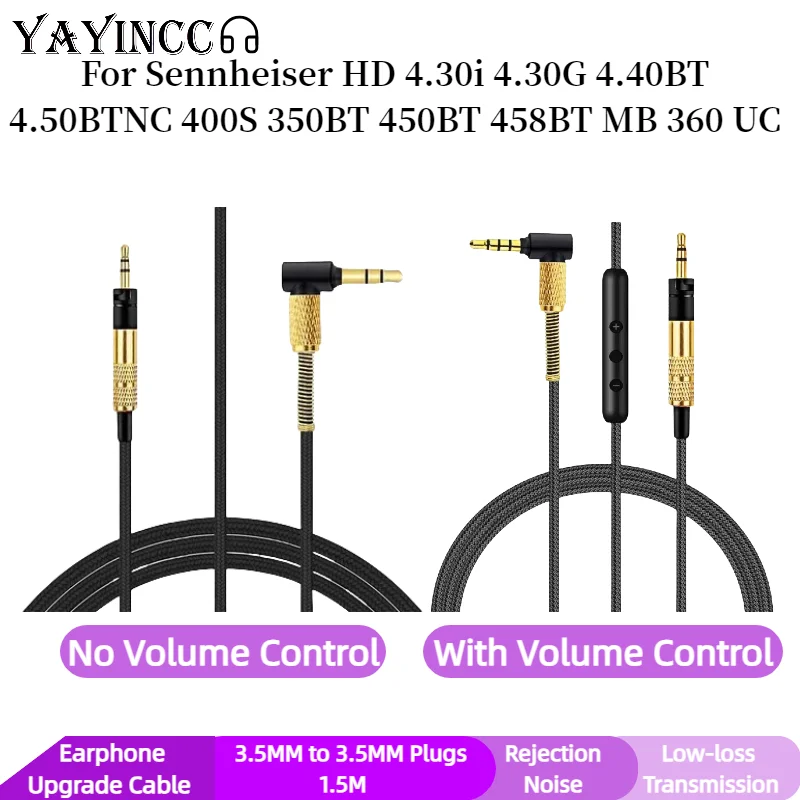 

YAYINCC Replacement Braided Cable Cord For Sennheiser HD 4.30i 4.30G 4.40BT 4.50BTNC 400S 350BT 450BT 458BT MB 360 UC Headphones