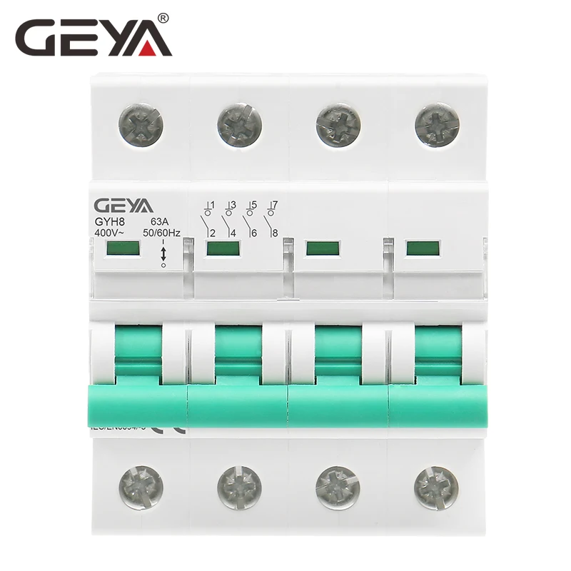 GEYA GYH8 Din Rail 2Pole 4Pole Main Switch Function Disconnector Switch Isolator Circuit Breaker 400VAC DP Breaker 63A 100A 125A view 4
