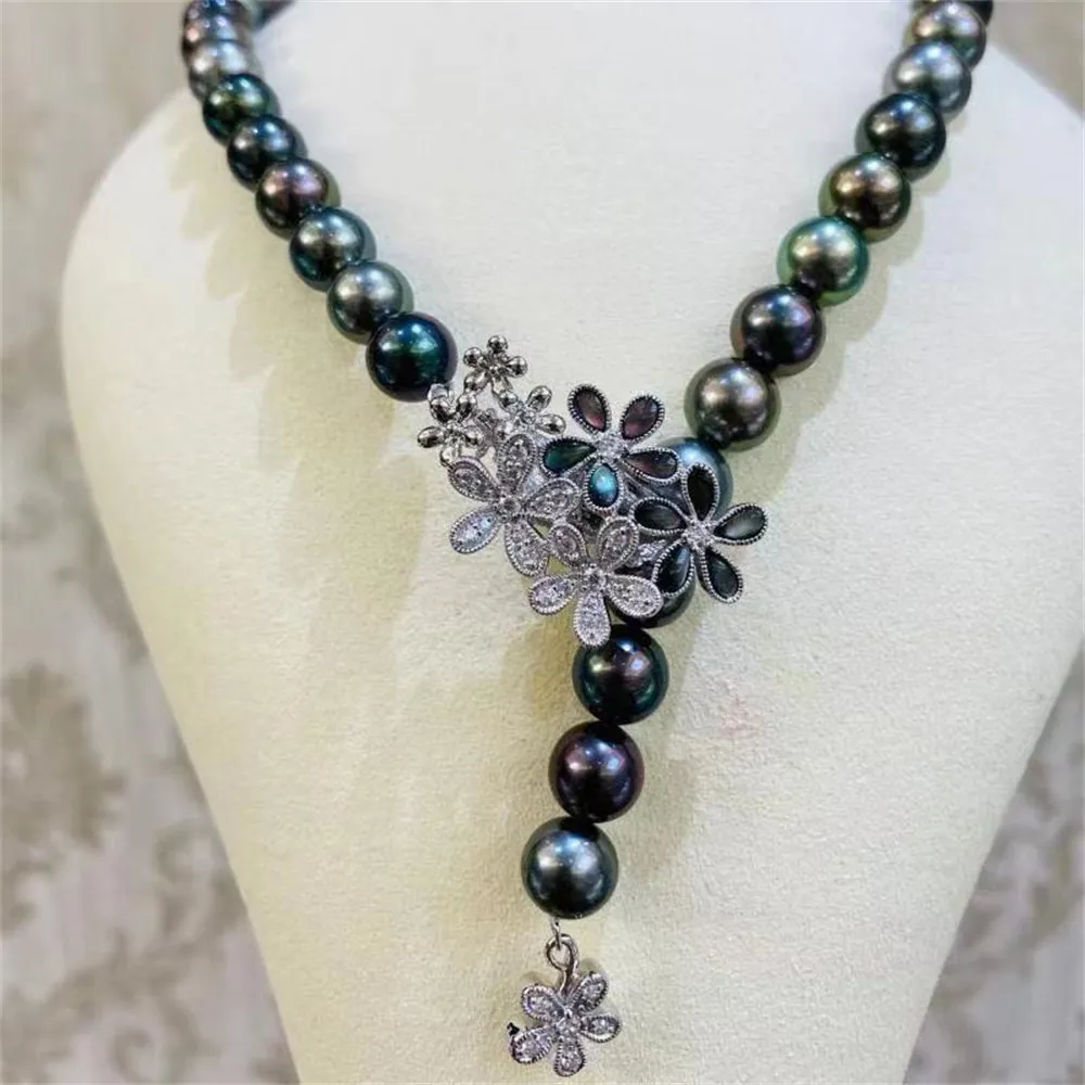 DIY Pearl Accessories S925 Sterling Silver Single Breasted Fashionable Necklace Sweater Chain Handmade Beaded Buckle for Women