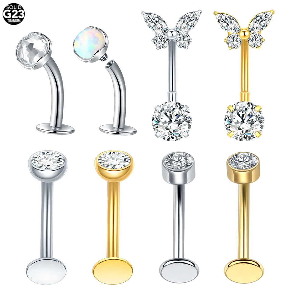 1/10Pcs Titanium Curved Belly Button Rings 14G CZ Floating 10mm Reversed Bar Butterfly Navel Piercing Earring Sexy Women Jewelry