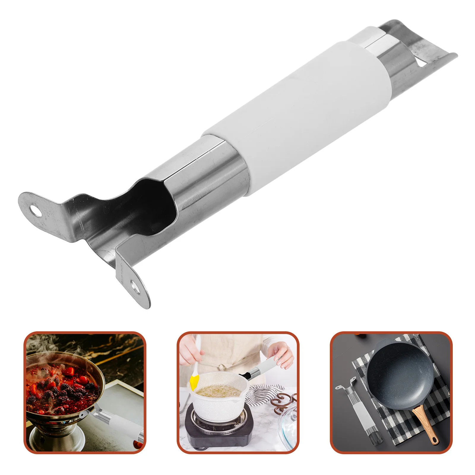 

Stainless Steel Pan Handle Replacement Anti-Scald Metal Handle Long Grip for Frying Pan Kitchen Cookware Supplies