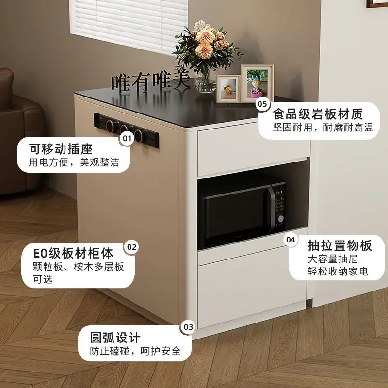 Island cabinet single cabinet rock slab movable small apartment household open dining side separate island cabinet rock slab