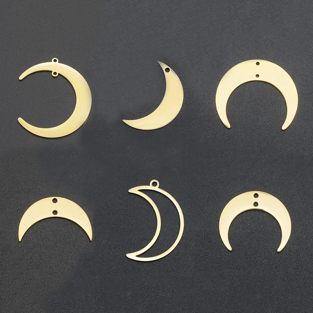 

WZNB 5Pcs Crescent Moon Frame Charms Stainless Steel Pendant Connector for Jewelry Making Handmade Necklace Diy Accessories