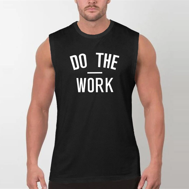 

DO THE WORK Men's Tank Tops Mesh Quick Dry Workout Swim Beach Shirts Sleeveless Shirts for Bodybuilding Gym Fitness Training