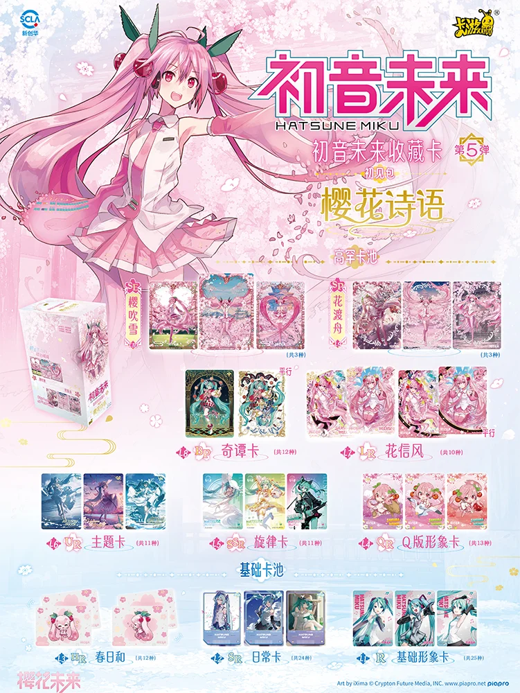 KAYOU Genuine Hatsune Miku Collectible Cards Piapro Characters Virtual Singer Charm Pack Anime Merch Toy Gifts