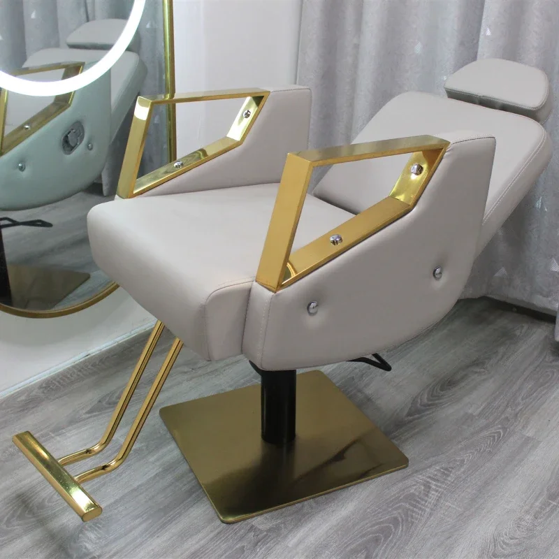

Swivel Chair Barbershop Gold Shampoo Hair Black Barber Siege Tattoo Tilted Shop Salon Chairs for Professionals Hydraulic Pump