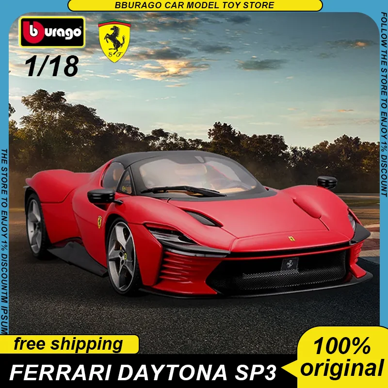 

1:18 Bburago Ferrari Daytona Sp3 Refined Version Car Alloy Luxury Vehicle Diecast Model Edition Toys Collection Ornaments Gift