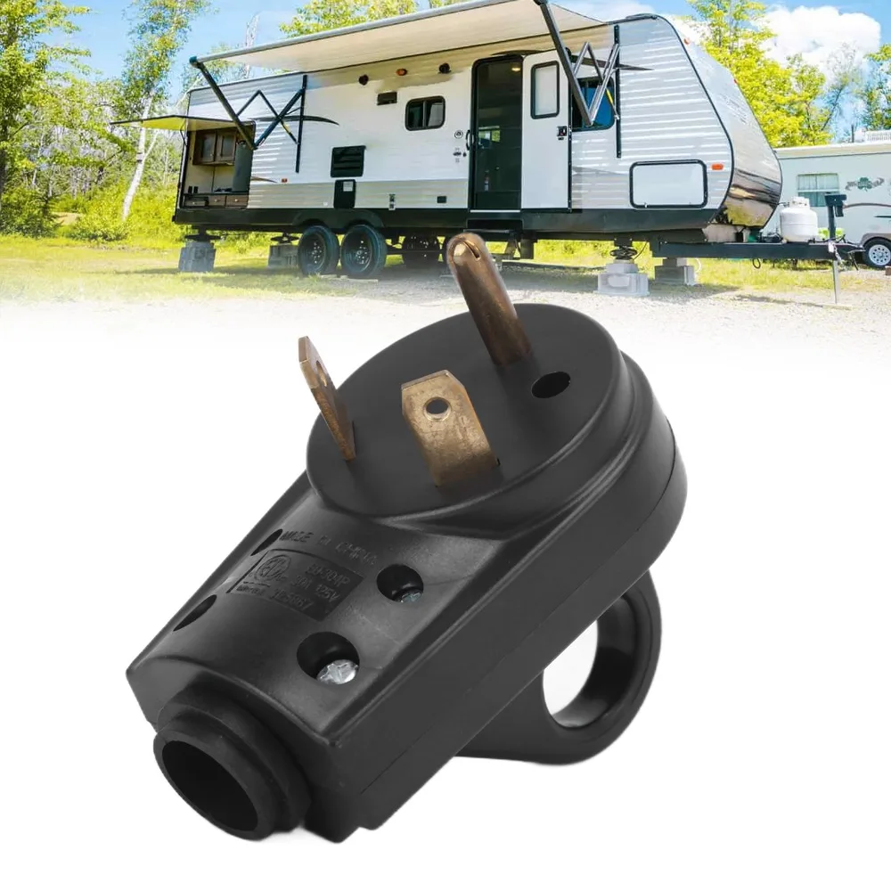 

Durable 30A 125V Electrical Adapter Ergonomic Grip Handle RV Plug Male Plug Trailer